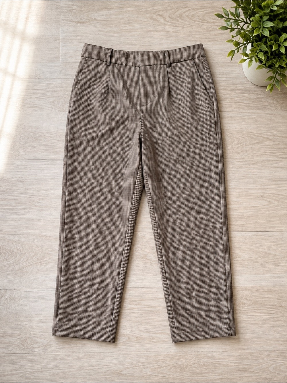 a new day Brown Micro Houndstooth Chinos